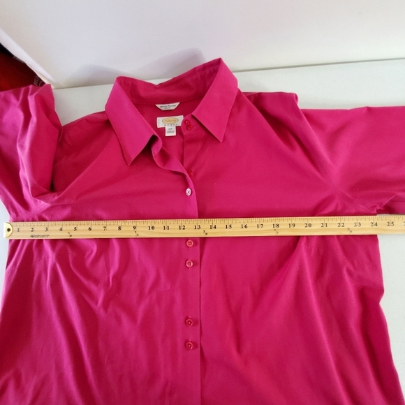 Talbots Woman Wrinkle Resistant Stretch Pink Shirt 16W Long Sleeve Button-up - Picture 6 of 12